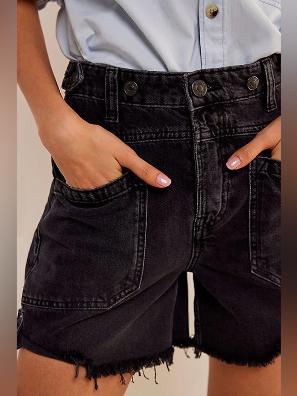 FREE PEOPLE Palmer Denim Shorts Black Outer Space NWT